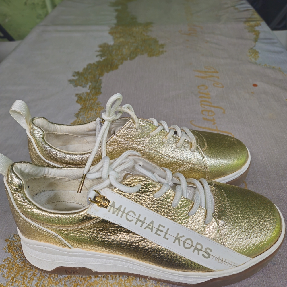 Michael Kors Gold and White Athletic Shoes - Picture 2 of 3